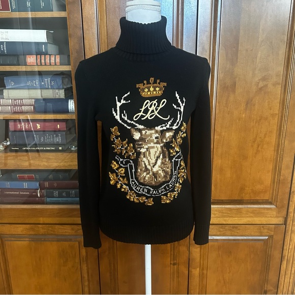 Lauren Ralph Lauren Instarsia - Knit Cotton Turtleneck Sweater. Size Small. - Picture 2 of 8